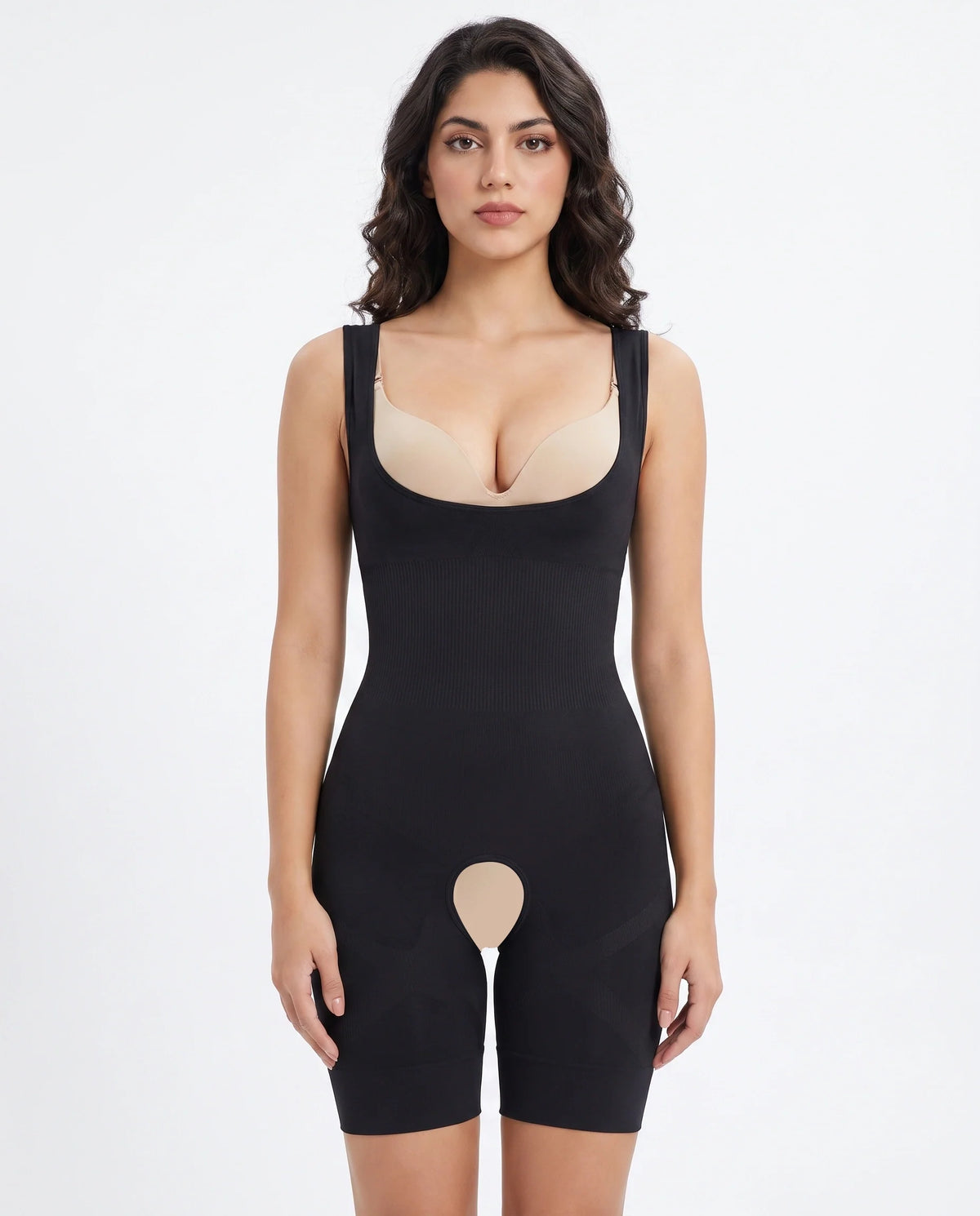 Spanx Full Body Corset Crotch Buckle Body Shaper Black