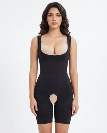 Spanx Full Body Corset Crotch Buckle Body Shaper Black