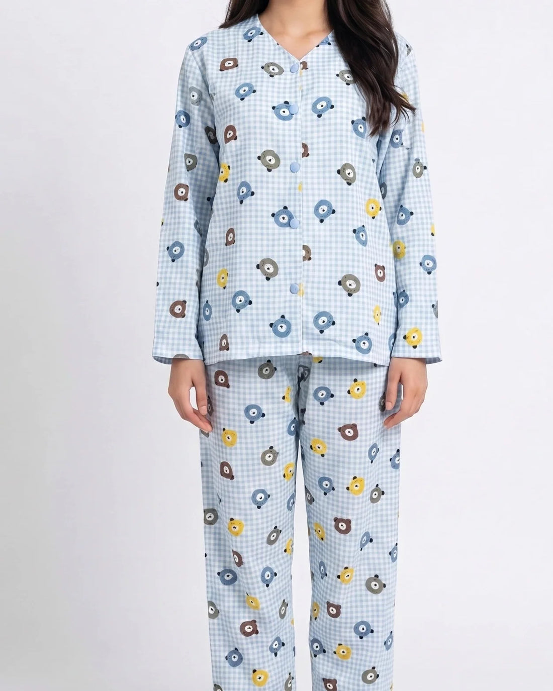 Summer Crinkled Pajama Suit - Blue Bear