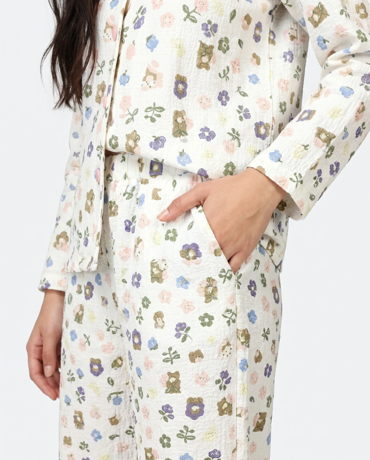 Summer Crinkled Pajama Suit - Pastel Bloom