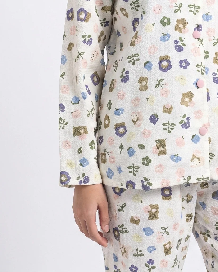 Summer Crinkled Pajama Suit - Pastel Bloom
