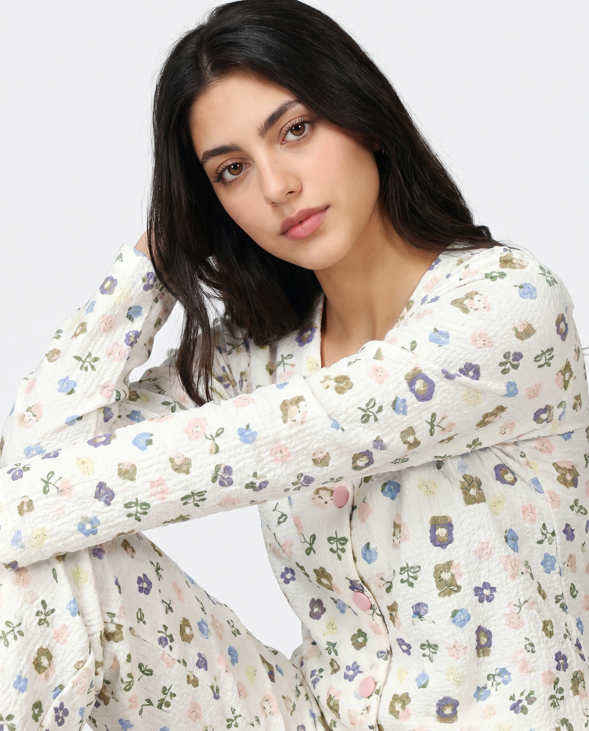 Summer Crinkled Pajama Suit - Pastel Bloom