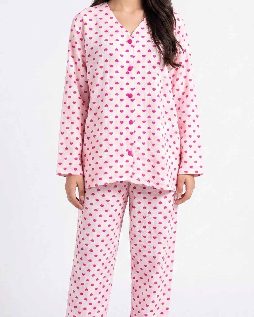 Summer Crinkled Pajama Suit - Love Checks