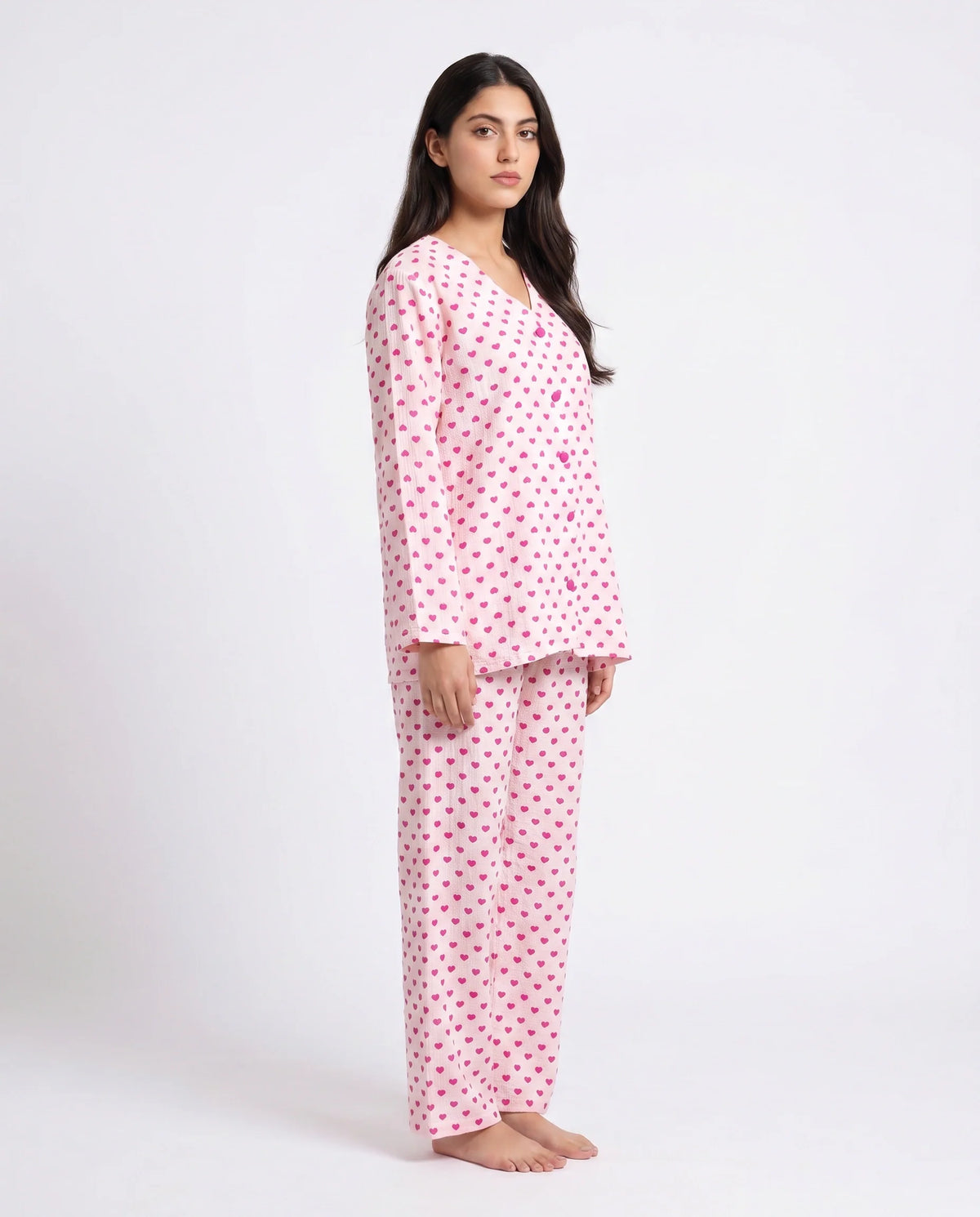 Summer Crinkled Pajama Suit - Love Checks