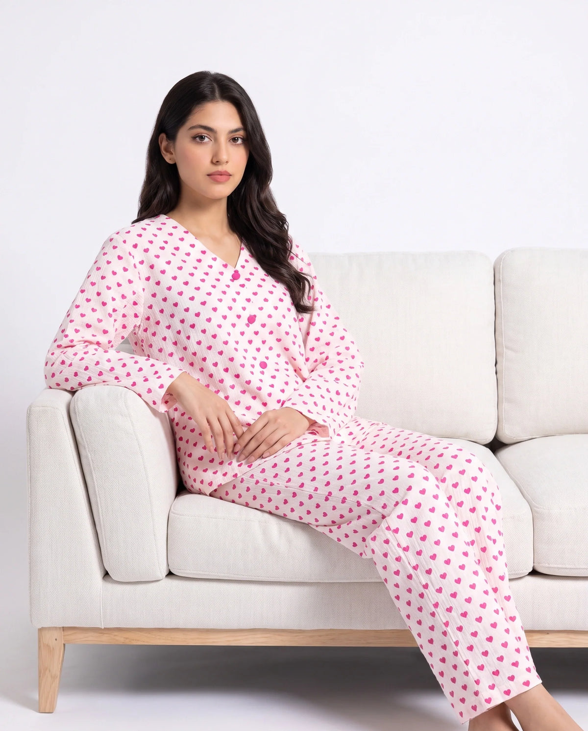 Summer Crinkled Pajama Suit - Love Checks