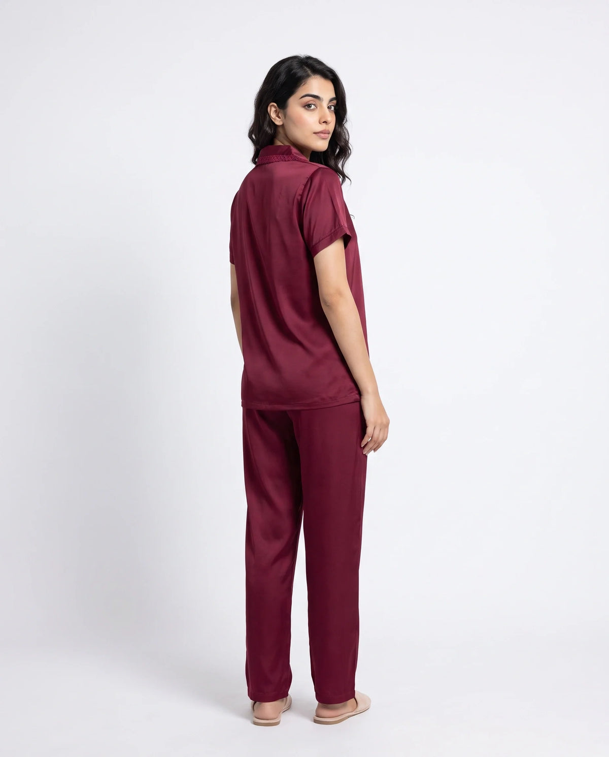Silk PJ Set - Rosia - Maroon