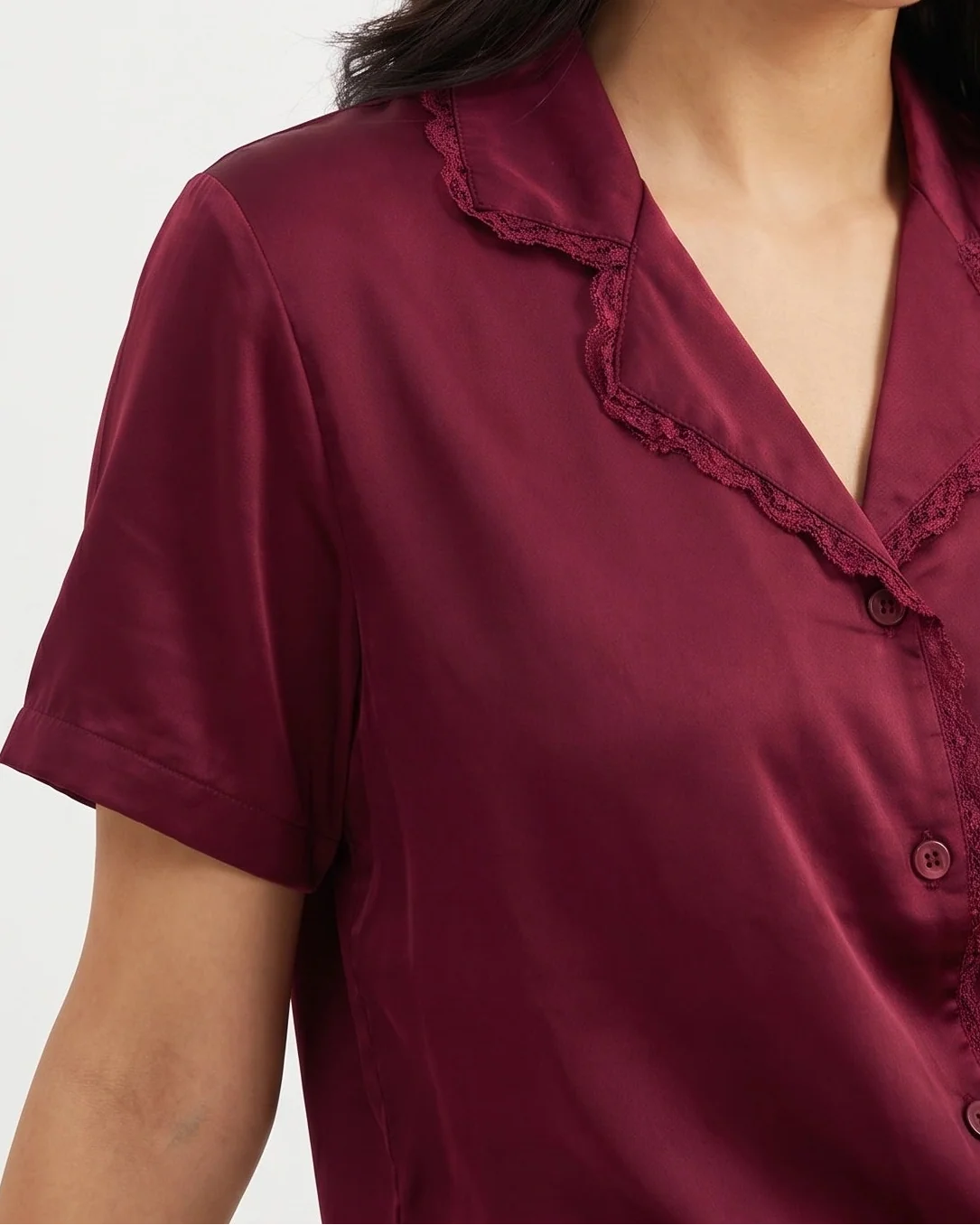 Silk PJ Set - Rosia - Maroon