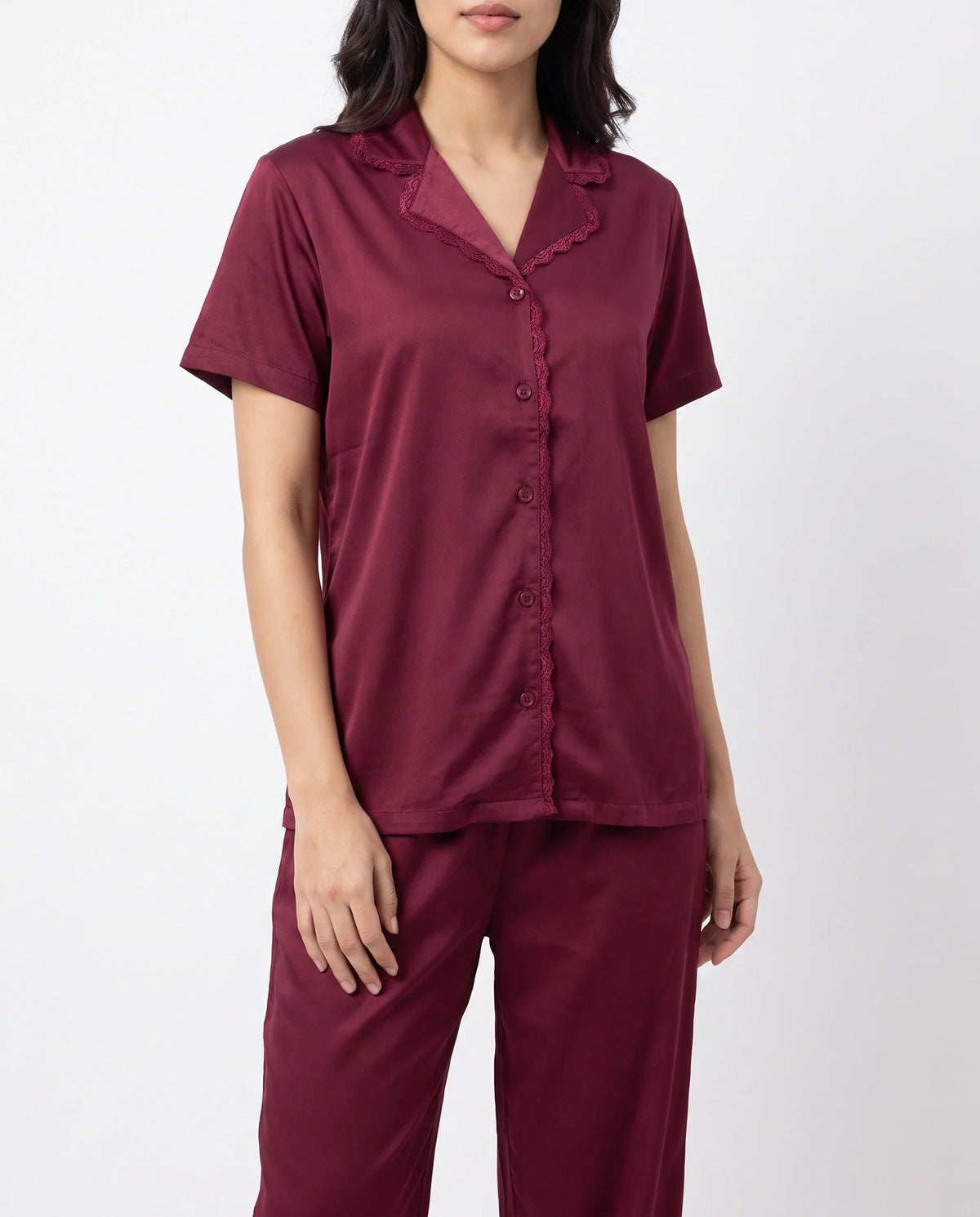 Silk PJ Set - Rosia - Maroon