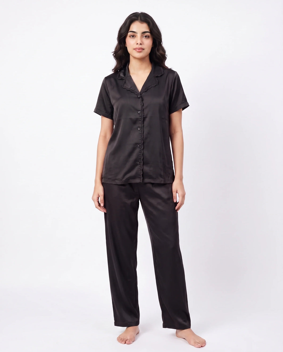 Silk PJ Set - Rosia - Black