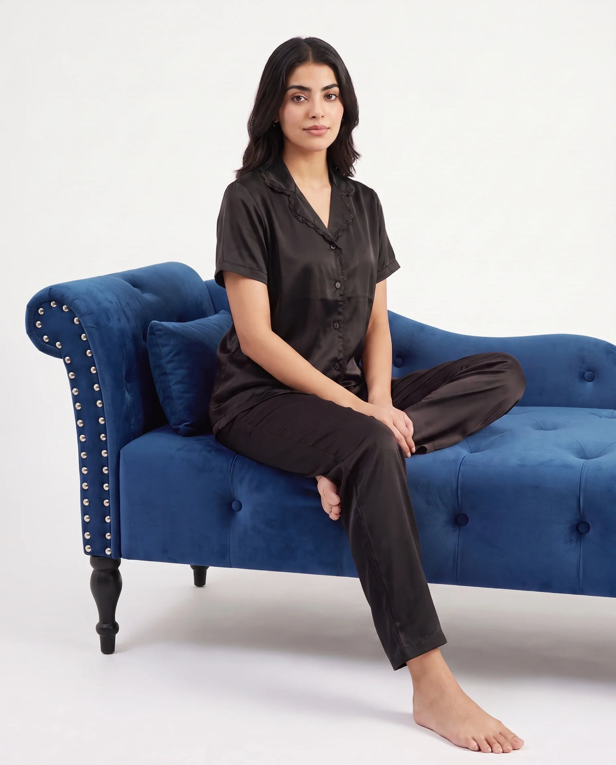 Silk PJ Set - Rosia - Black
