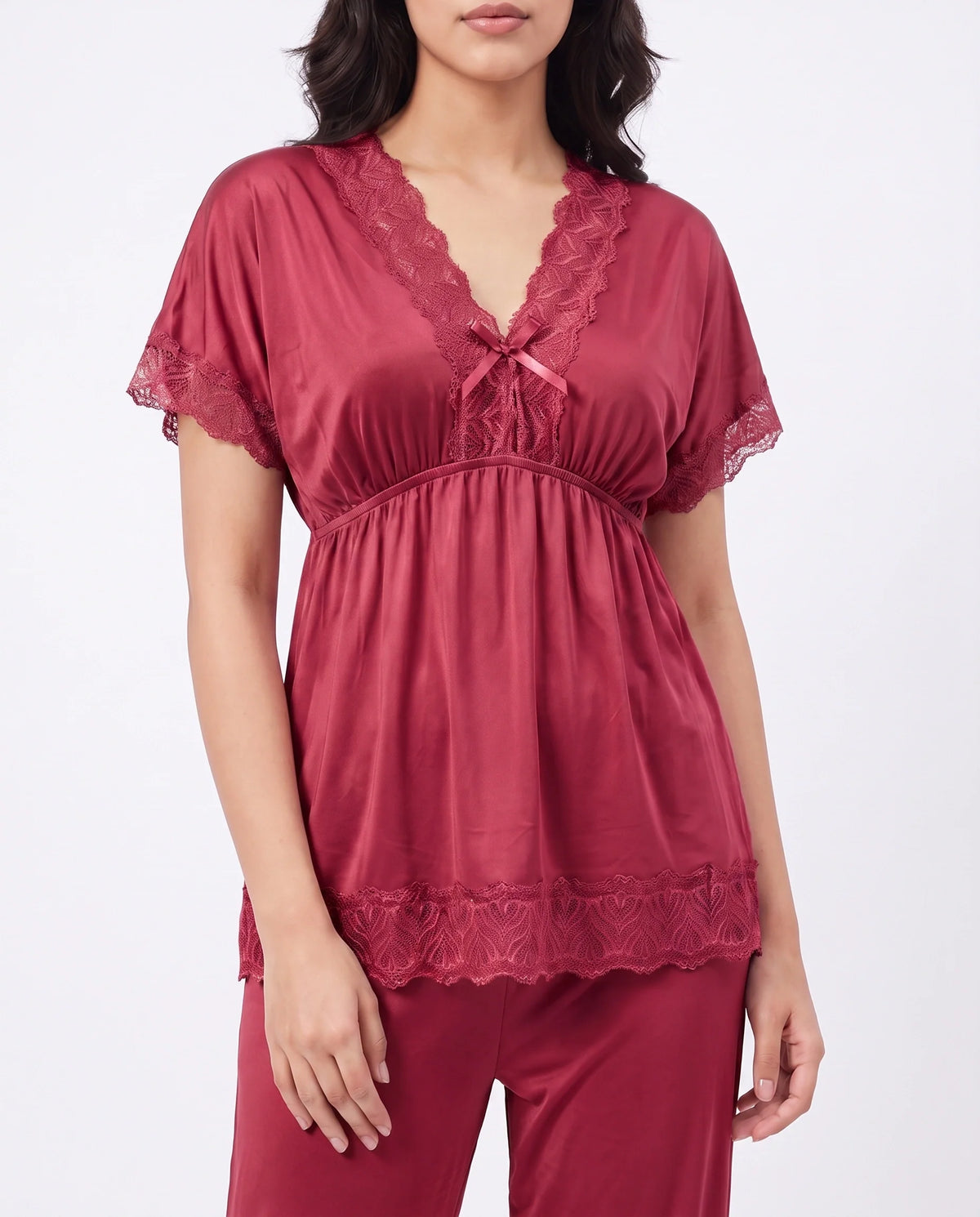 Silk PJ Set - Ethra - Maroon