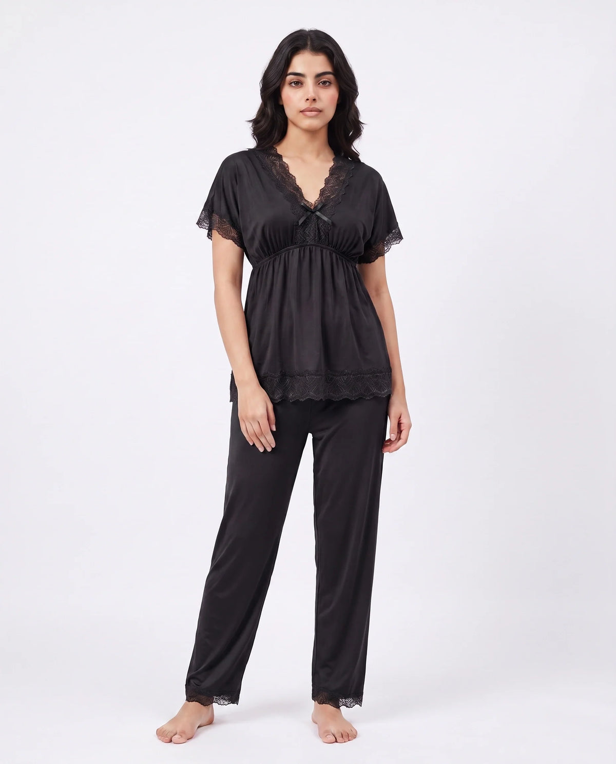 Silk PJ Set - Ethra - Black
