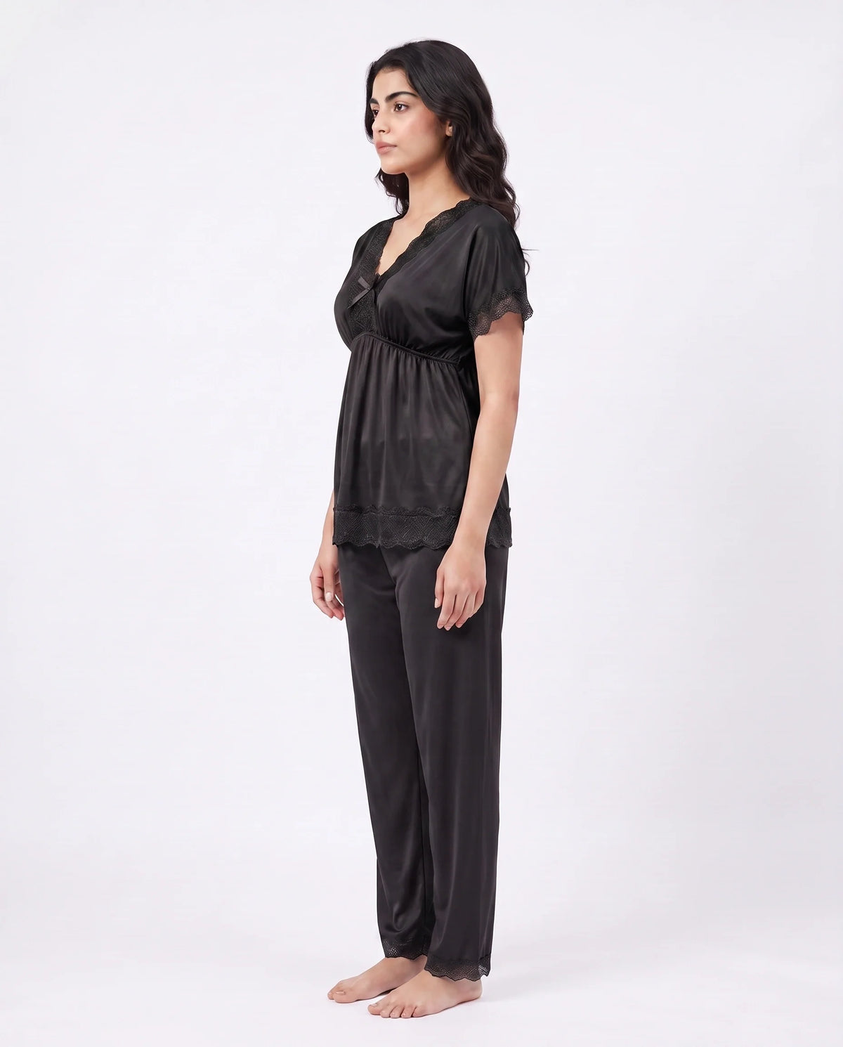 Silk PJ Set - Ethra - Black