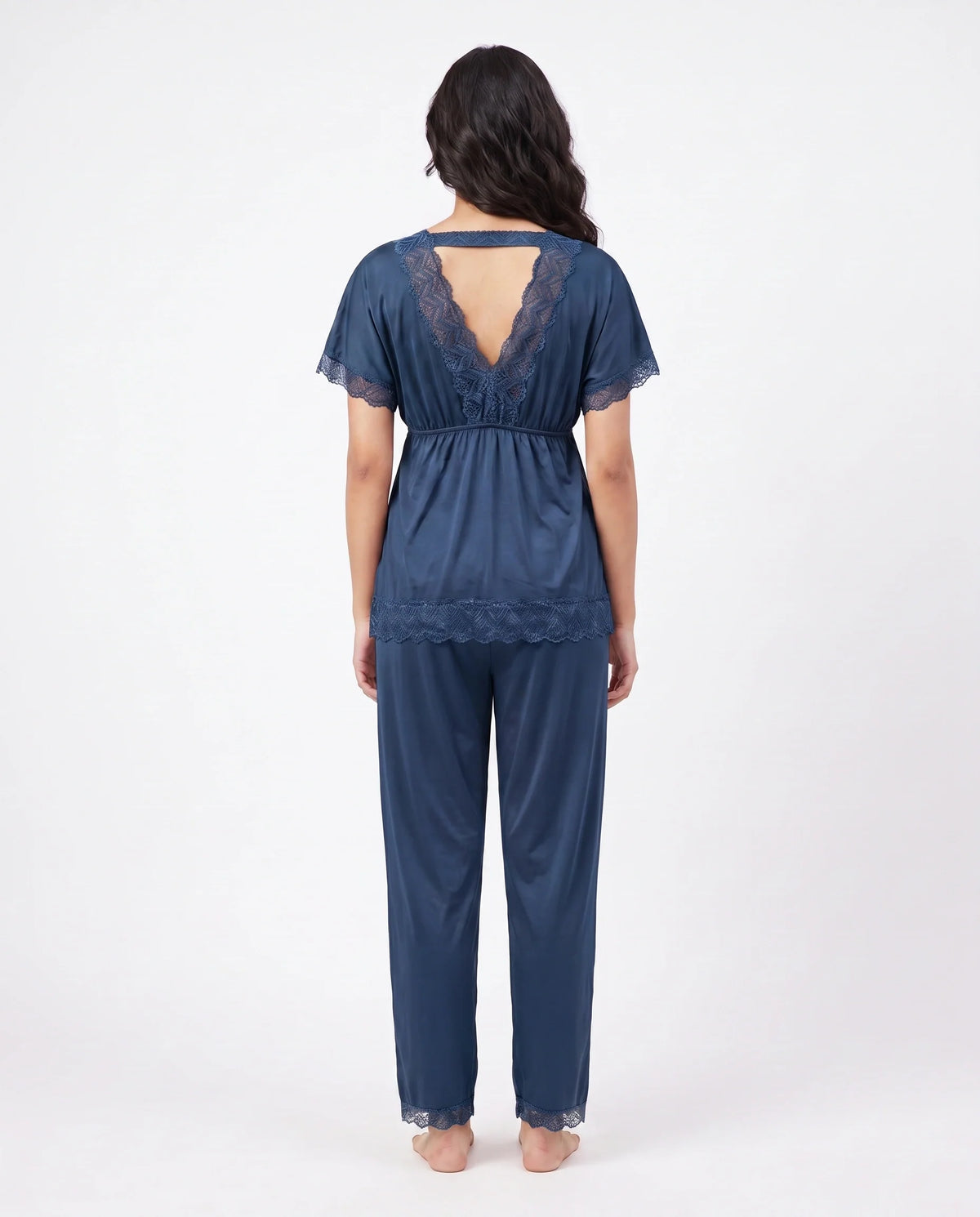 Silk PJ Set - Ethra - Navy Blue