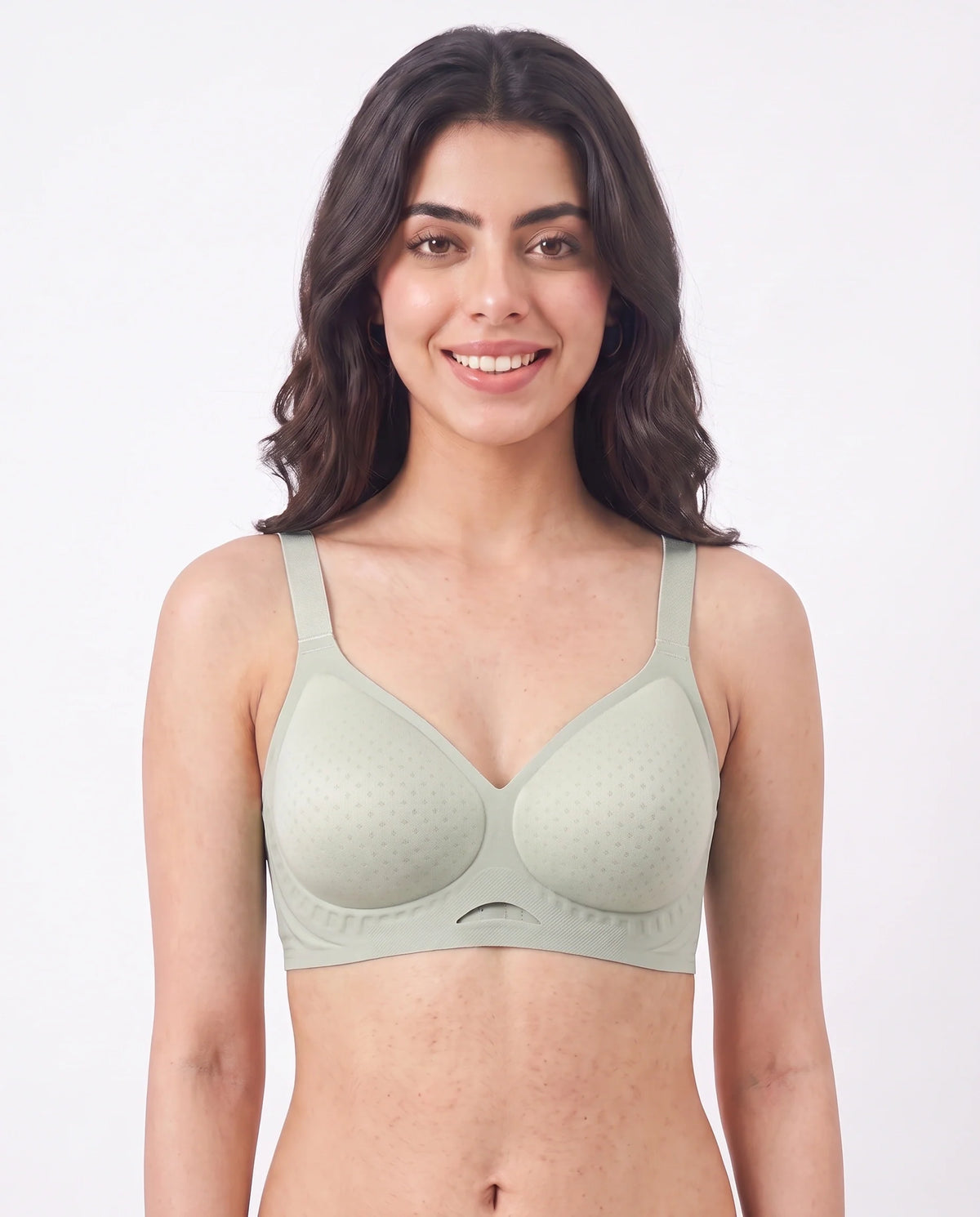 Seamless Padded Bra - Oziva Olive Green