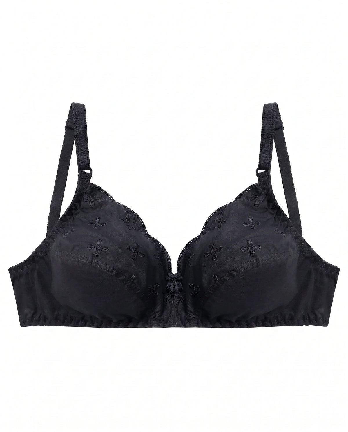 Floral Whisper Non Padded Wireless Bra Black