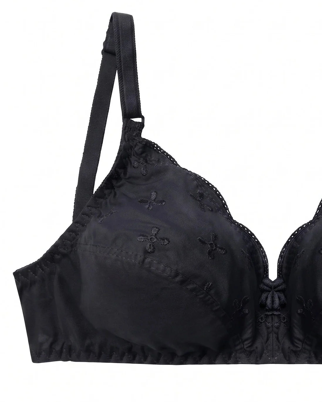 Floral Whisper Non Padded Wireless Bra Black