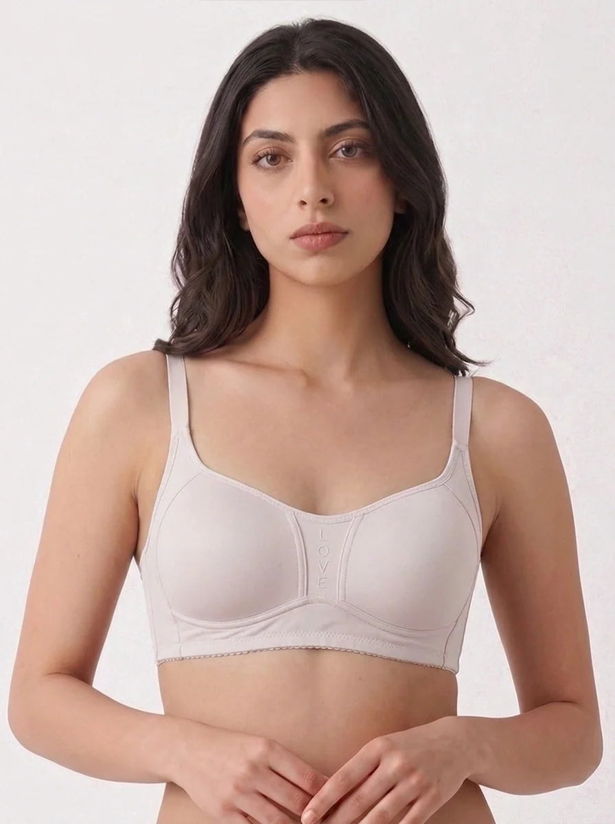 Light Padded Non-Wired T-Shirt Bra - Leo - Ash White