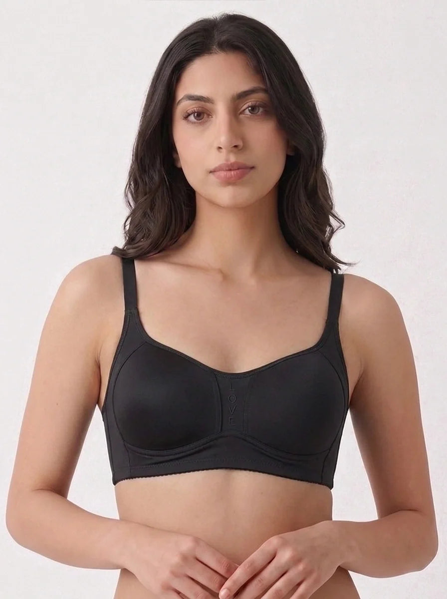 Light Padded Non-Wired T-Shirt Bra - Leo - Black