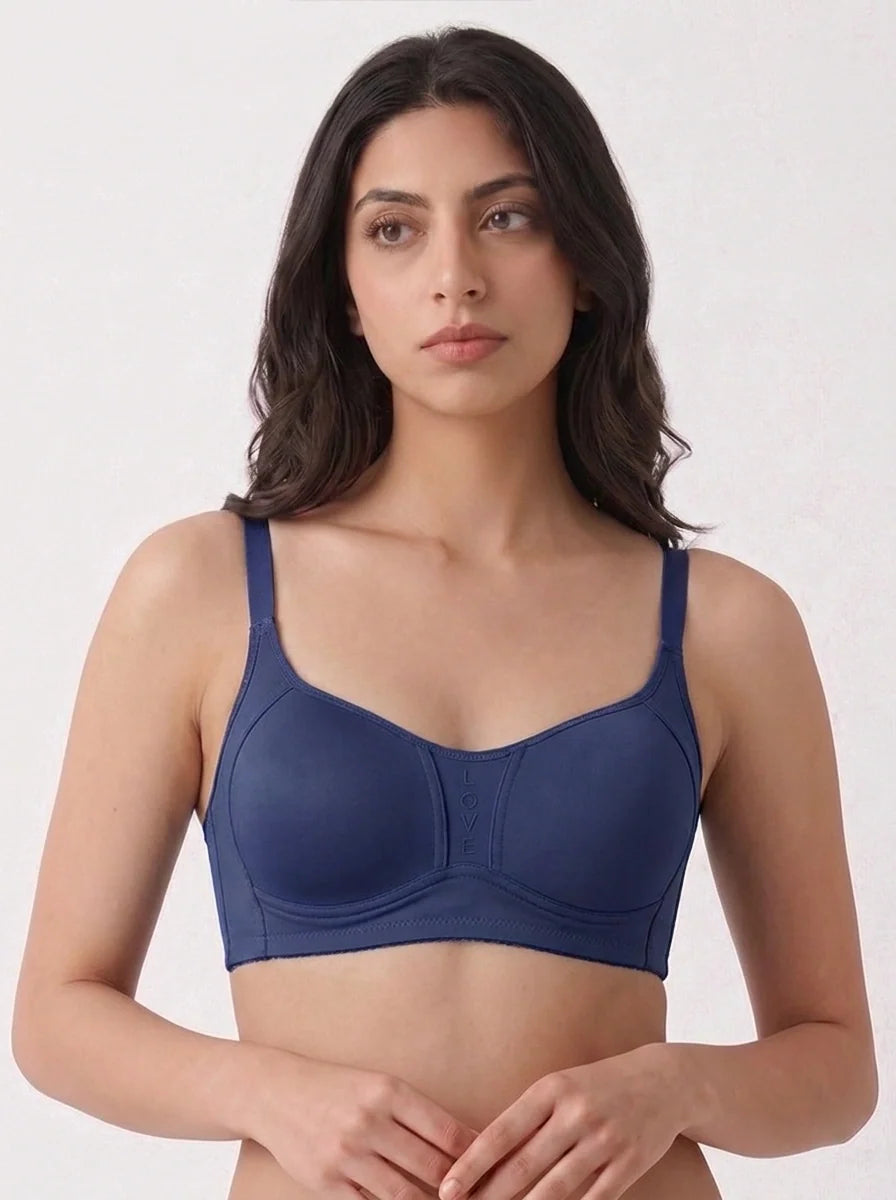 Light Padded Non-Wired T-Shirt Bra - Leo - Blue