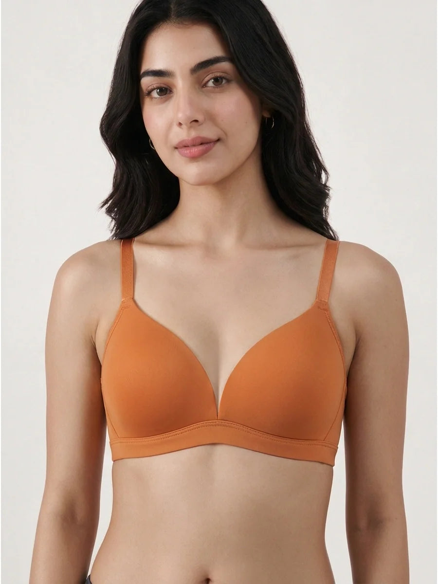 Light Padded Non-Wired T-Shirt Bra - Millie - Rust