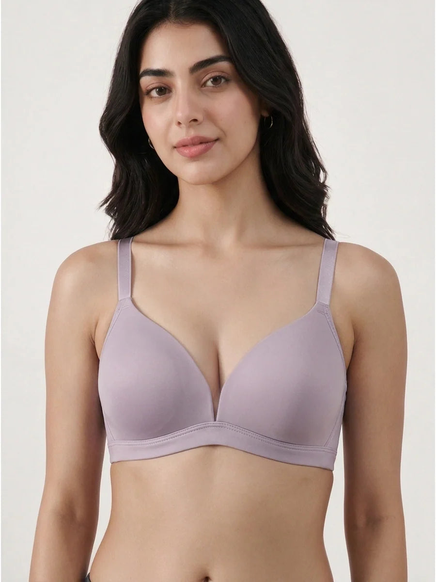 Light Padded Non-Wired T-Shirt Bra - Millie - Lilac