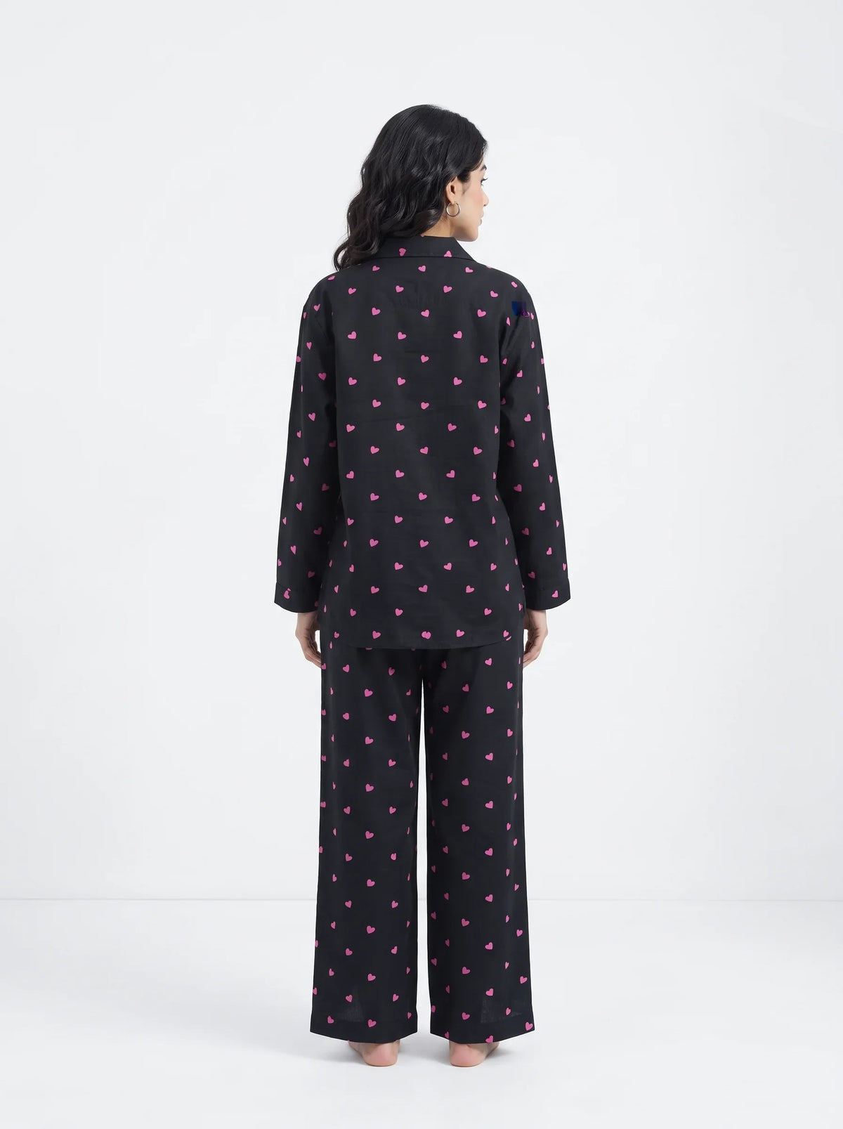 Oversized Linen PJ Set - Night Hearts
